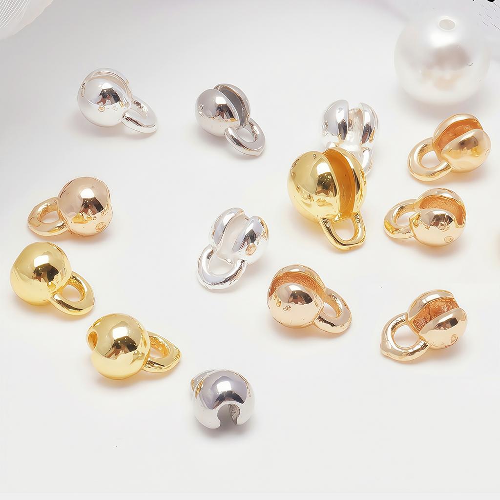 10PCS Brass Crimp End Beads 18K Gold Plated Tip Ball Chain Connector Clasp for DIY Necklace Bracelet Jewelry Making Accessories