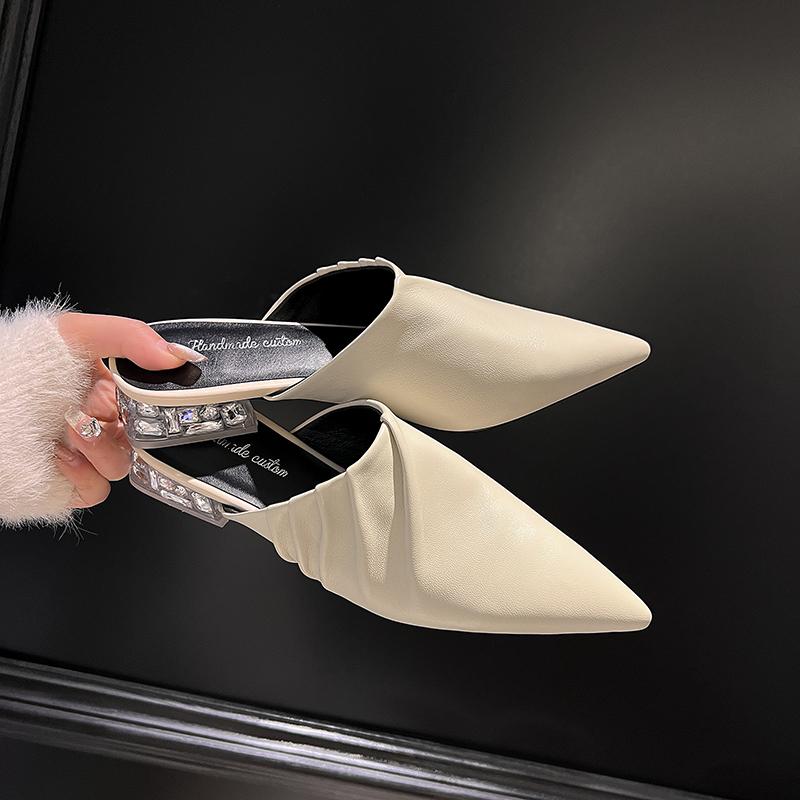 Fashion 2025 New Baotou Half Slippers Female Summer Wear Muller Shoes Sandals Woman Shoes High Heels Sexy Shoes for Women Sandals