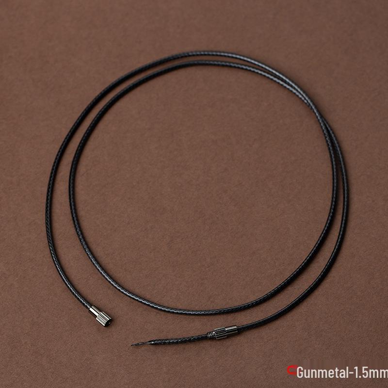 Black Waxed Leather Cord Jade Pendant Necklace for Men and Women