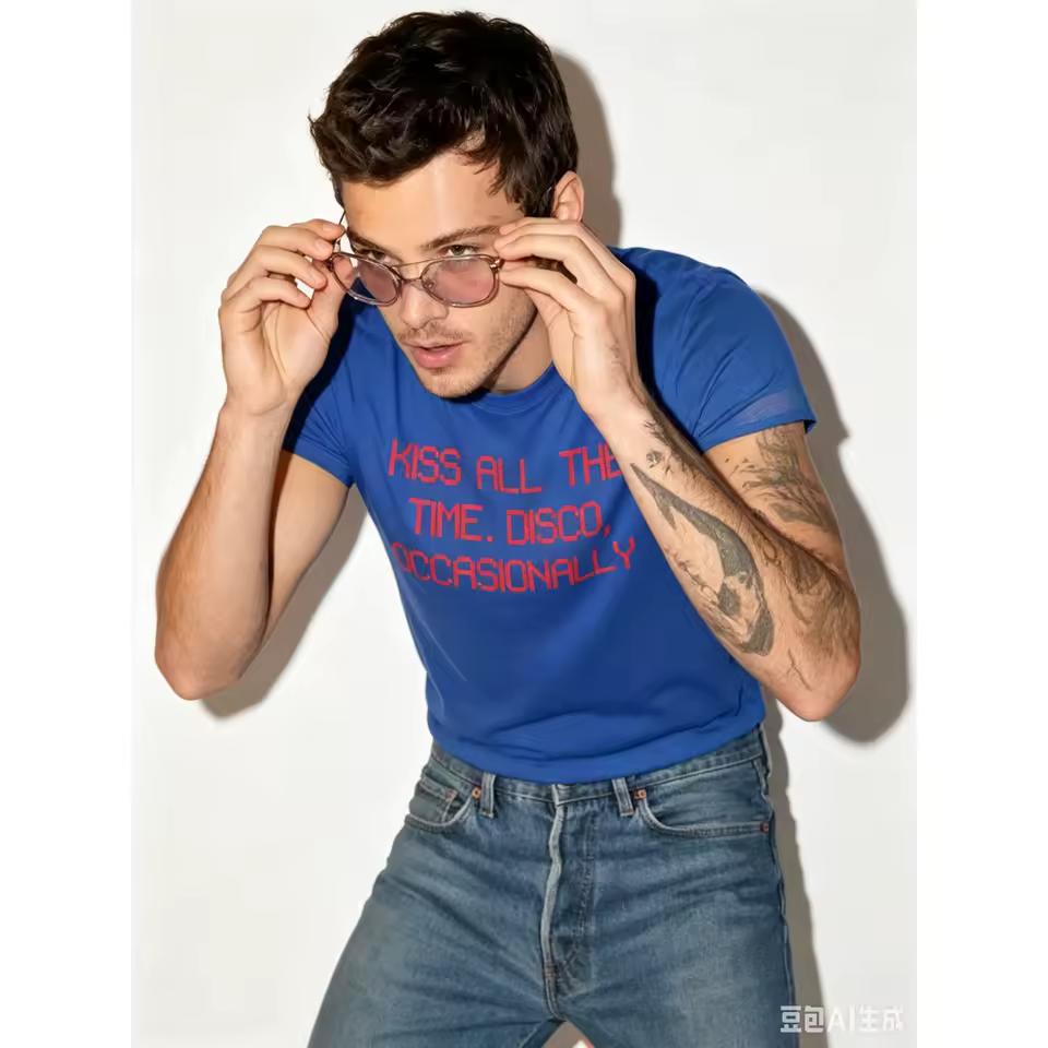 Kiss All The Time Disco Occasionally Quote Graphic T-Shirt Men Women Retro Disco Music Fan Casual Cotton Tops