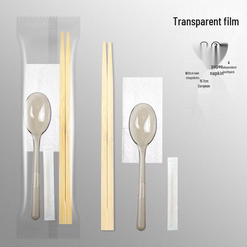 Disposable Tableware Set with Spoon, Chopsticks, Tissue & Toothpick