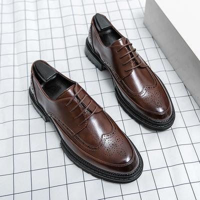 Herren Lederschuhe Italienische Business-Kleiderschuhe Allround-Freizeitschuhe hohe Qualität Braun klassischer Blockschuh Große Größe:38-46