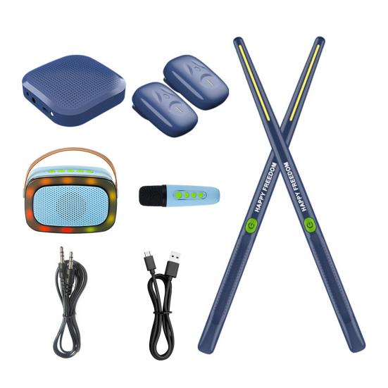 1 Set Air Drum Kit with Drumsticks Pedals Audio Converter Speaker 3D Motion Sensing Electric Drum Beginners Virtual Drum Percussion Instrument