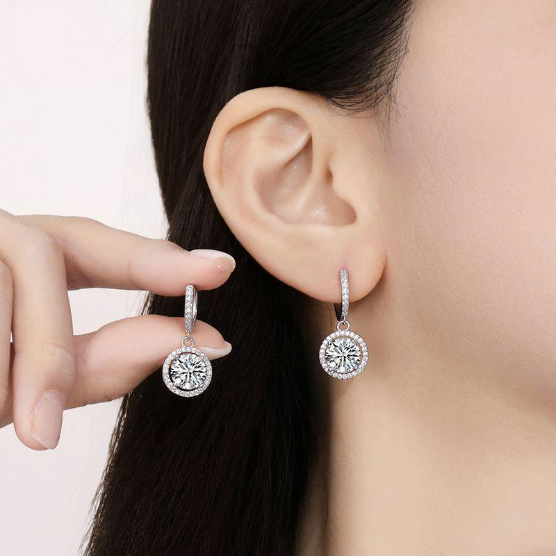 Sterling Silver 2 Carat Moissanite Star Earrings - Classic Round Stud and Dangle Design 925 Sterling Silver
