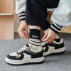 Zhuji Retro Black & White Striped Mid-Tube Socks for Men and Women - Thick Knit, Autumn/Winter Style