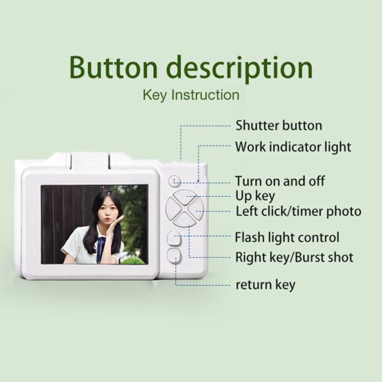 48MP digitální fotoaparát s LED přisvětlením 180stupňově výklopný displej Kompaktní design Přenosný fotoaparát Vlogging rekordér