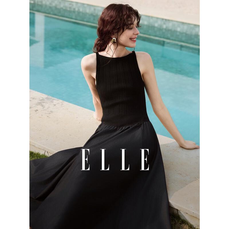 

ELLE Women s French-Style A-Line Patchwork Maxi Dress S