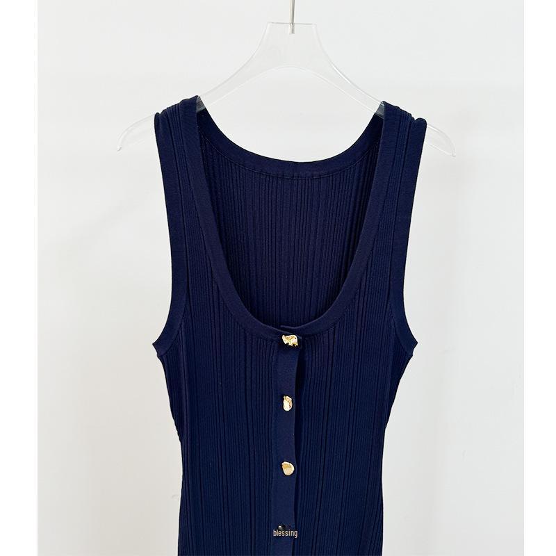 SP24 Summer Socialite U-neck Slim-fit Sleeveless Knit Dress