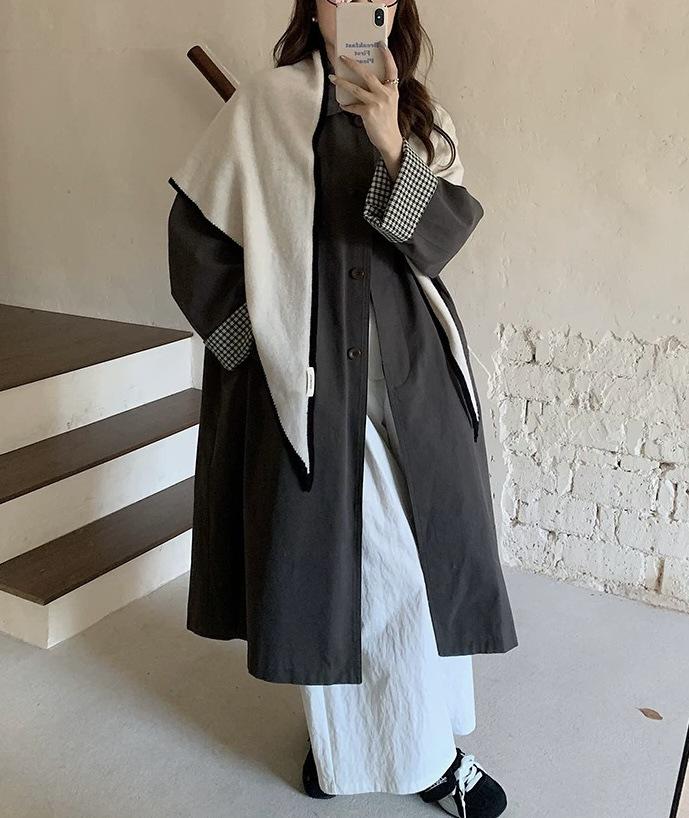 Women's Knitted Triangle Shawl: Warm, Solid Color Neck Protection for Autumn & Winter