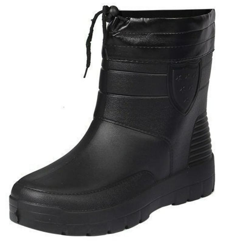 Men s Rain Boots EVA Cotton Boots Non-Slip Drawstring Warm Rubber Boot Plush Men Fishing Shoes Waterproof Lightweight Rain Shoes 39