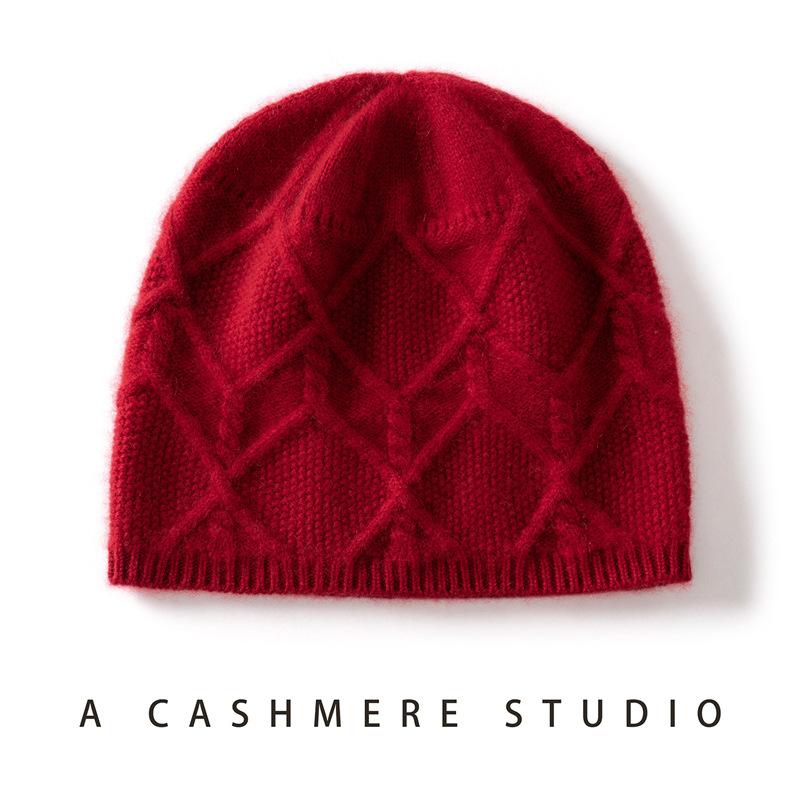 Cashmere hat women's autumn and winter warm knitted twisted hat pullover headgear l cold hat autumn and winter