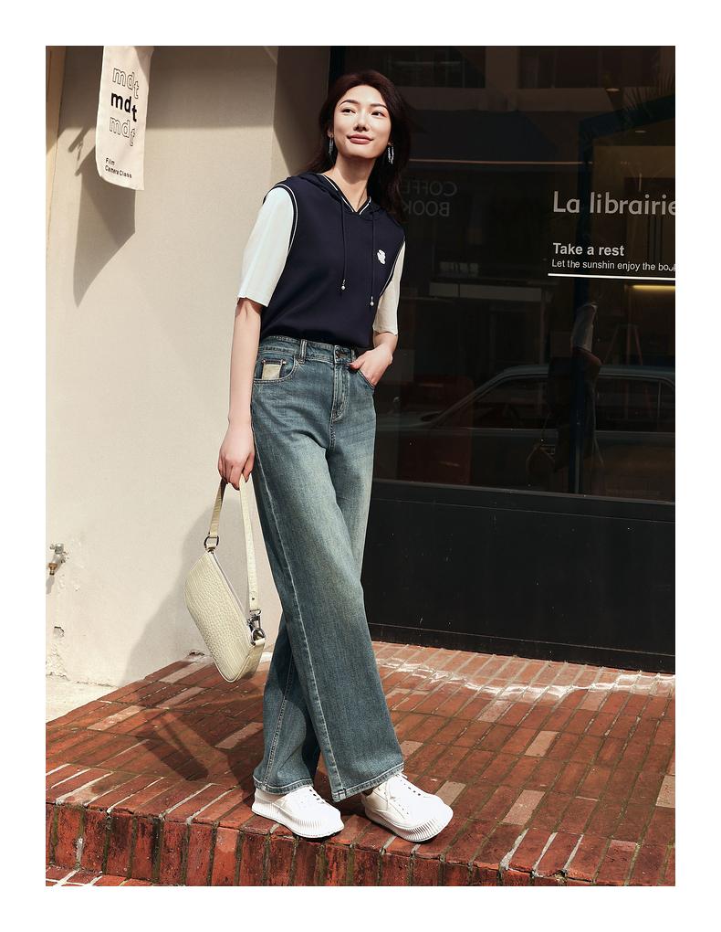 Same style JZ Jiuzi retro Japanese style slightly wide leg jeans for women's summer collection in the mall