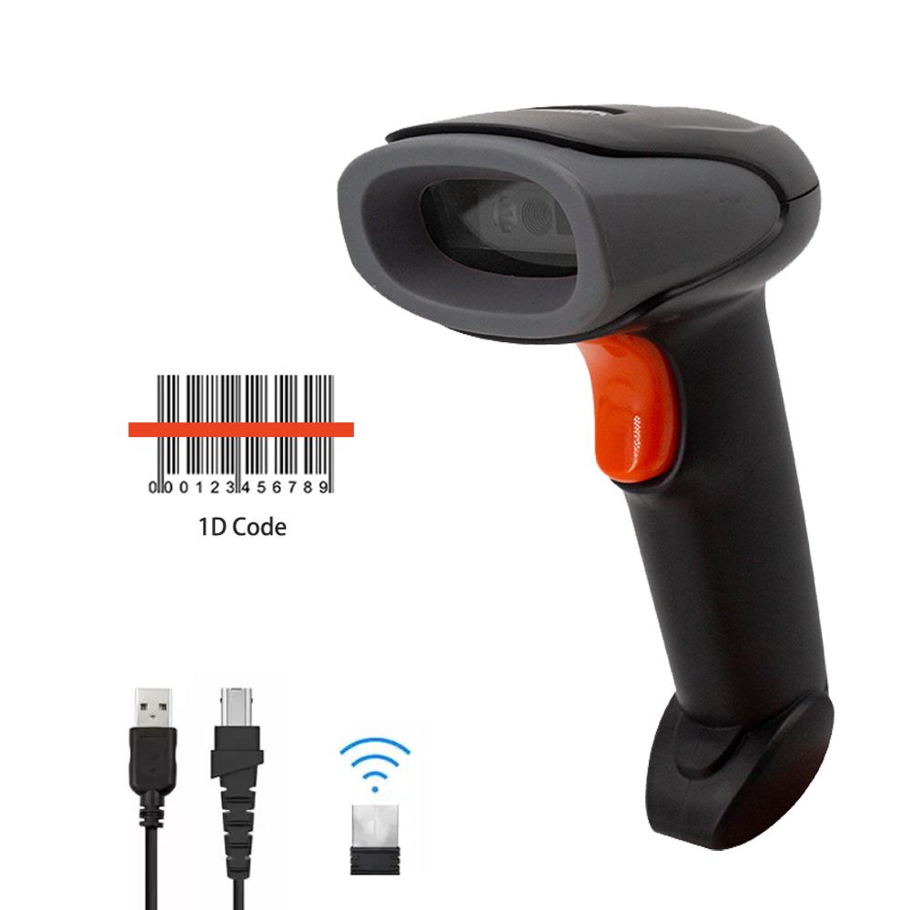 1D Wireless Barcode Scanner Handle Wireless Laser Reader  1d Bar Scanner Compatible with Windows Mac Linux Cash Register