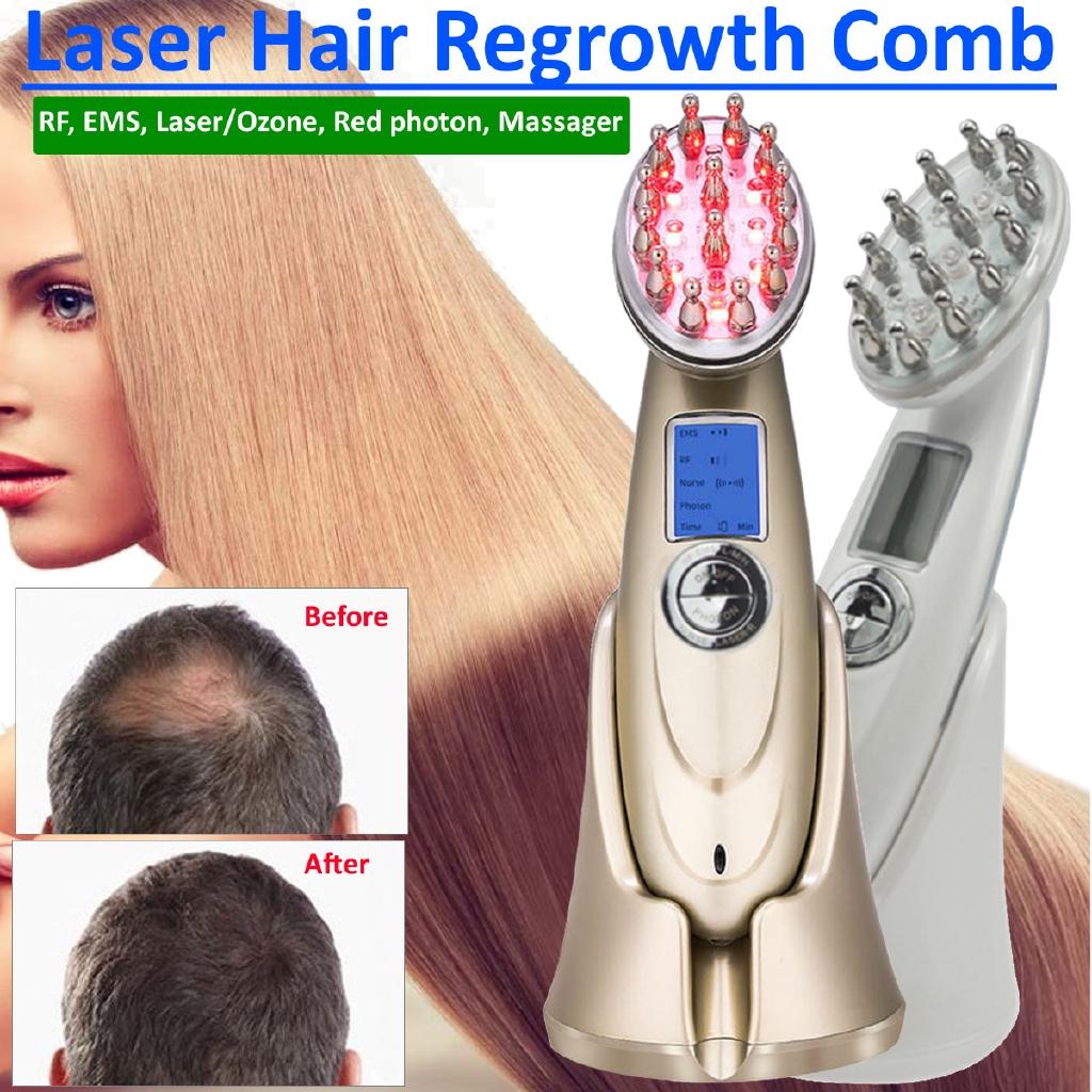 EMS Microcurrent Photon Light RF Hair Loss Renewable Therapy Vibration Massage Scalp Laser Hair Growth Rechargeable Care Device 3W