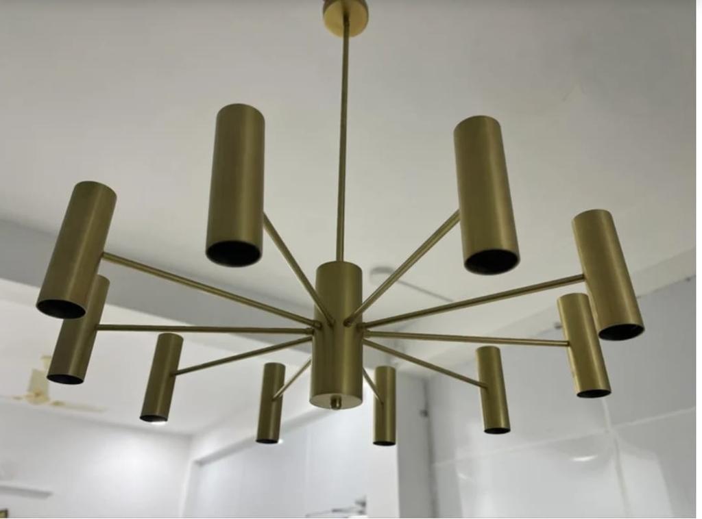 20 Light Brass Pendant Mid Century Modern Raw Brass Sputnik chandelier light Fixture