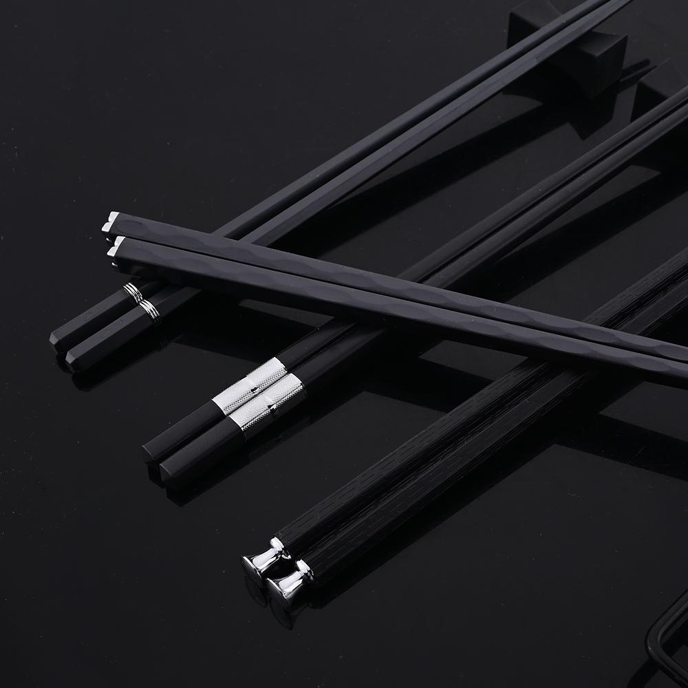 10Pcs Black Silver Portable Travel Cutlery Set Chopsticks Spoon Stainless Steel Korean Dinnerware Set Luxury Tableware Set