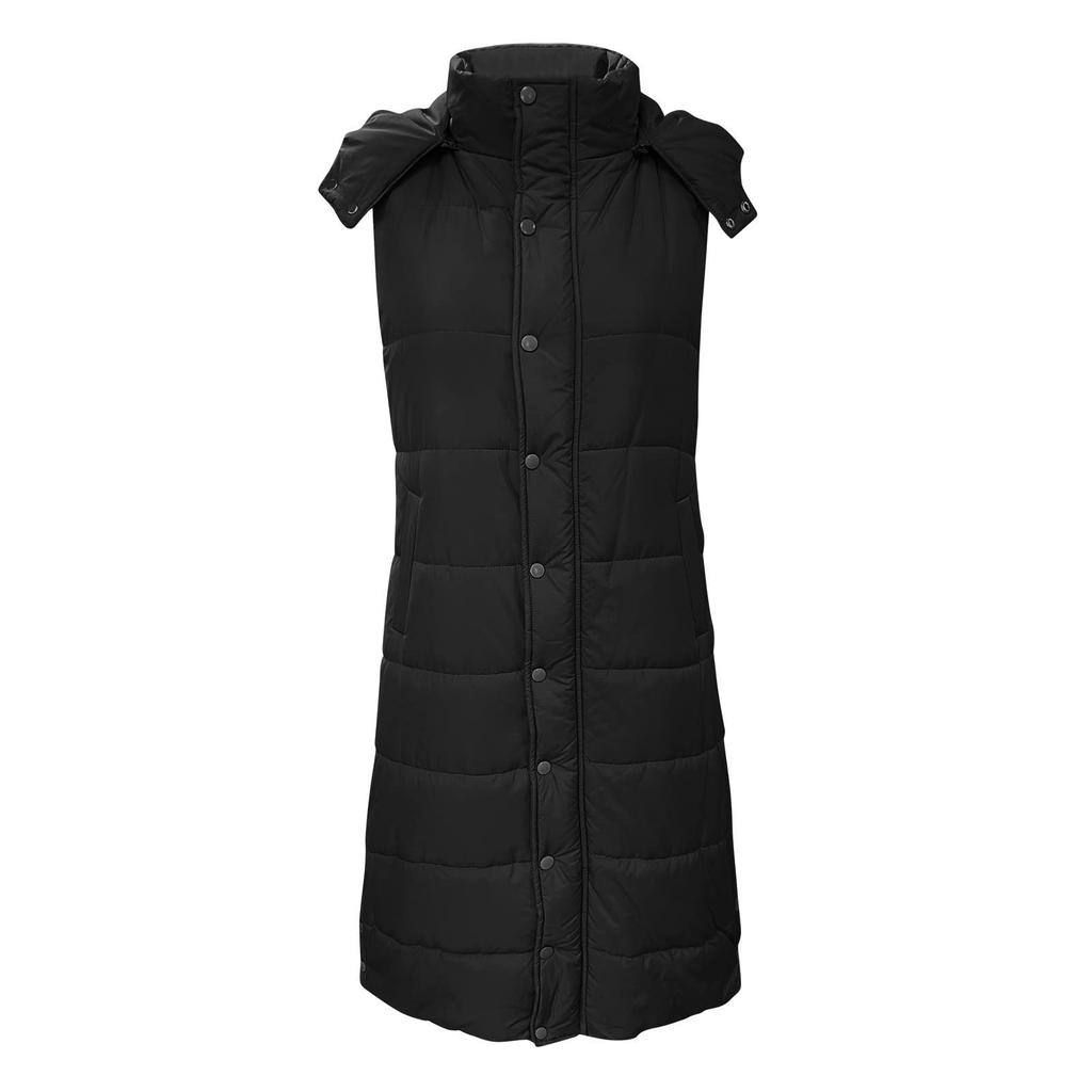 Women's Long Down Vest With Hood Winter Lightweight Long Slim Vest Jacket Sleeveless Vest