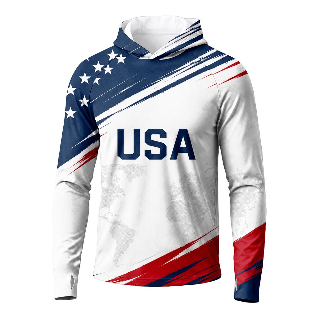 Men's Long Sleeve Soccer Print Quick Dry T-Shirt with Sun for Summer