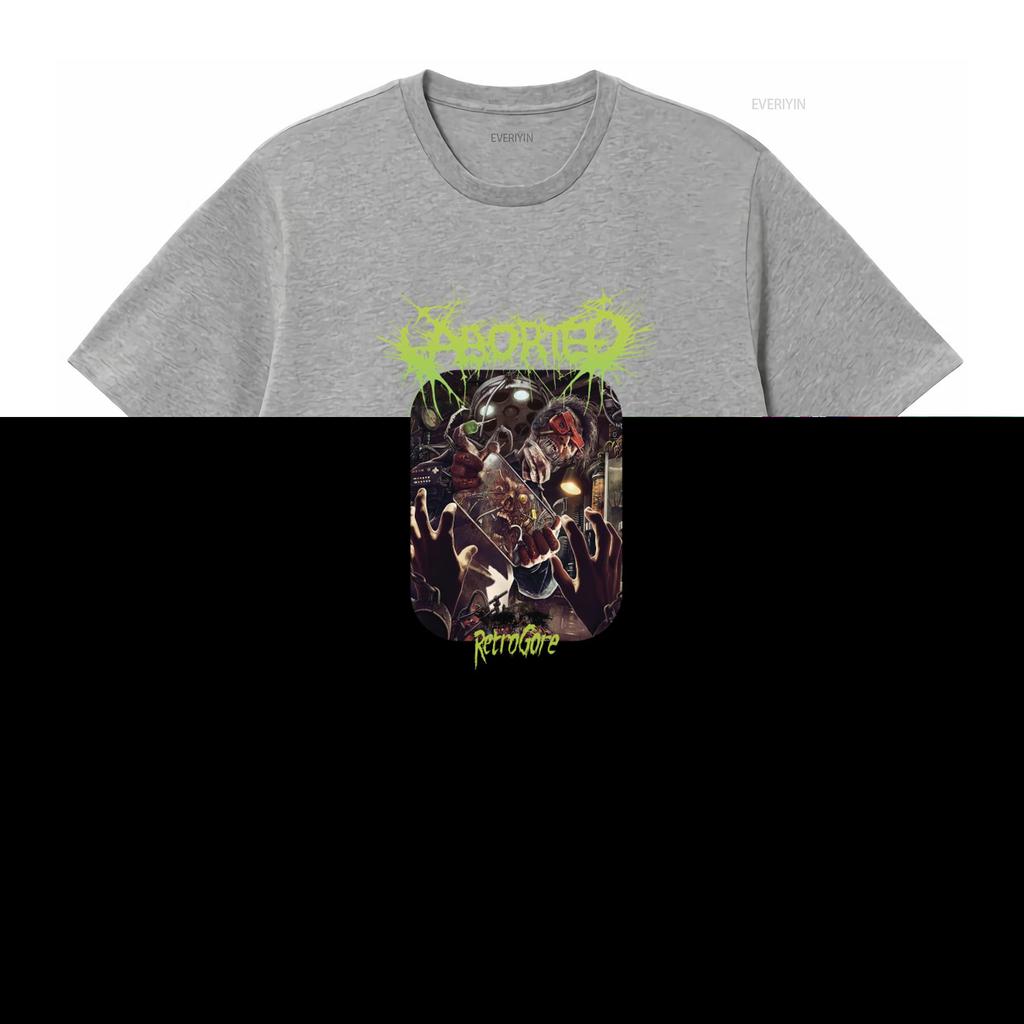 Retro Aborted Band Retrogore T Shirt Black  All Sizes Available Vintage Washed Versatile Breathable Homme Stylish Stretched