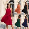 Spring/summer Women's Waistband Dress Party Dress V-neck Sleeveless Dress