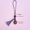 Peach Wood Phone Lanyard with Cinnabar Pendant, Hand-Woven Phone Chain & Keychain Rope