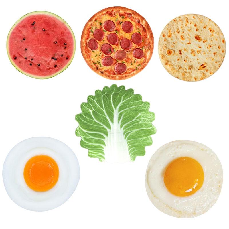 Funny Flannel Baby Wrap Blanket With Matching Hat Soft And Cozy Tortilla Cabbage Egg Roll Fried Egg Watermelon And Pizza Styles
