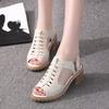 2025 New Summer Casual Fashion Women's Fish Mouth High Heels Thick Heel Sandals Women's High Heel Trendy Shoes