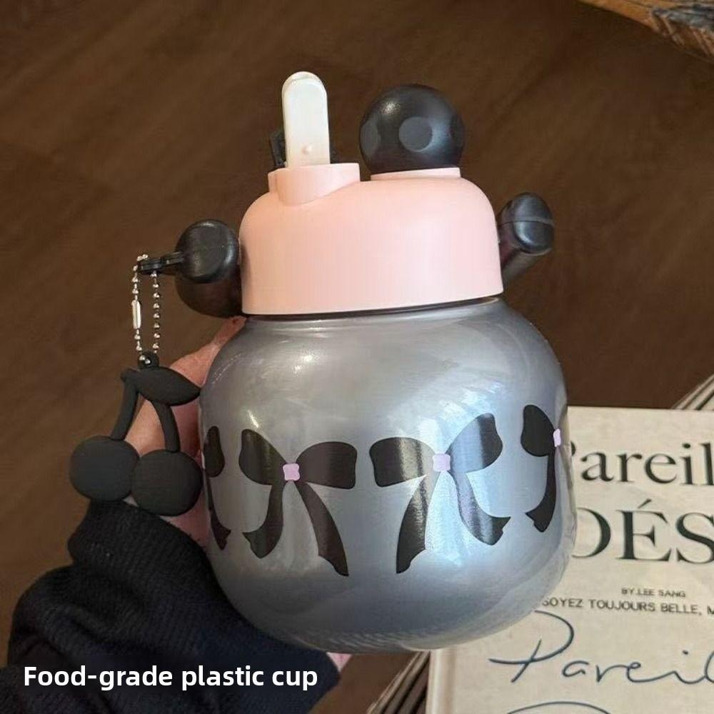 Large Capacity Kids Water Sippy Cup Double Drink Plastic Sippy Cup Straw  Water Bottle  Bubble Tea