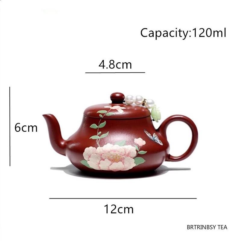 Chinesische Yixing Lila Ton Teekanne Handgefertigt Blumen Teekanne Schönheit Tee-Ei Haushaltskessel Rohmaterial Zisha Teegeschirr 120ml