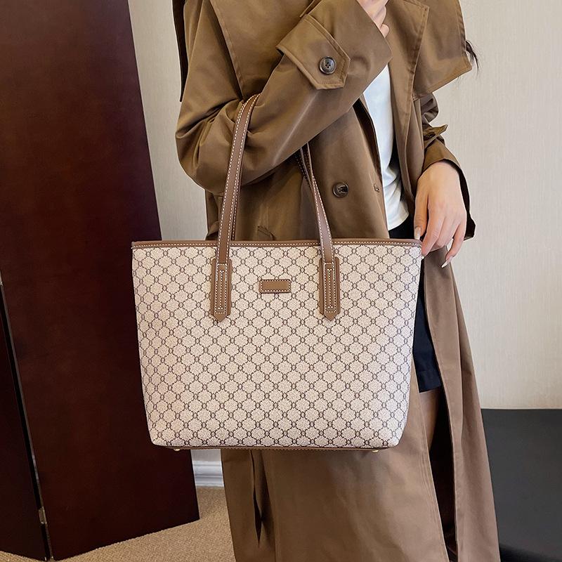 Bolso Tote de Alta Gama para Mujer con Estampado de Diamantes: Bolso de Hombro y Mano de Gran Capacidad Ligero de Lujo Tendencia 2025