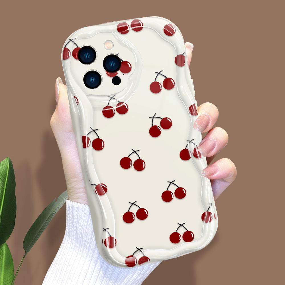 Cartoon Pattern Cream Texture Casing Wavy Edge Soft Silicone Cover Phone Case for IPhone Samsung Huawei Honor Xiaomi Redmi Infinix Tecno