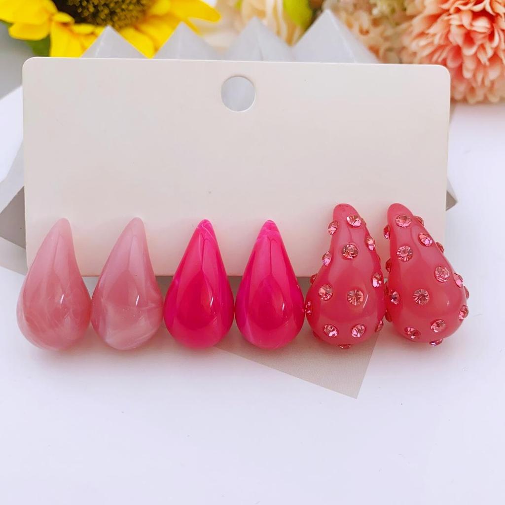 3 Pairs of Vintage-style Acrylic Drop Earrings for Women's Daily and Party Wear Water Droplet Earrings