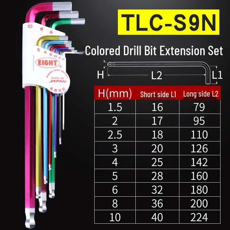 EIGHT-EX TLC-S9N Colored Ball End Hex Key Set Set