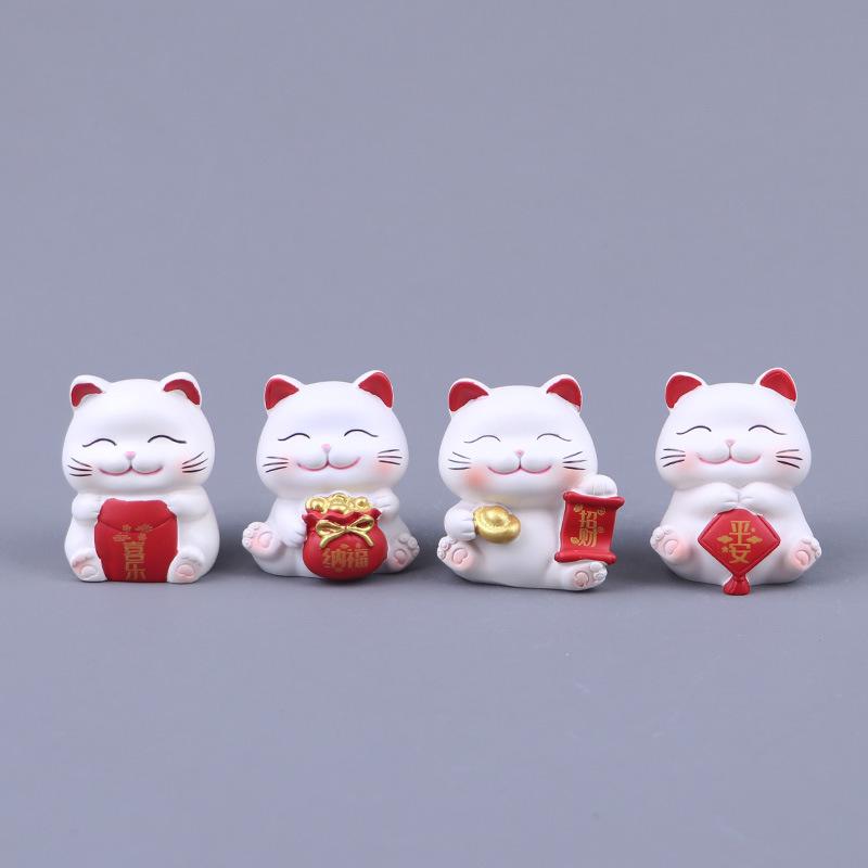 Prosperity Lucky Cat Mini Ornament for Office Desk or Car Console