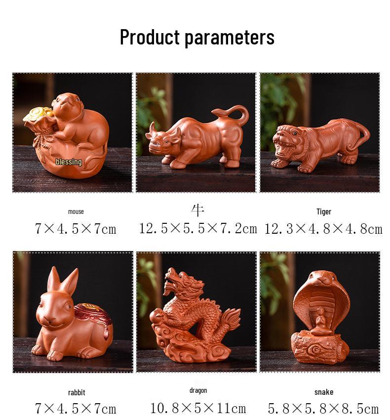 Purple Clay Zodiac Animal Horse Tea Pet Ornament – Cute, Creative Tea Table Dragon Mascot Decoration