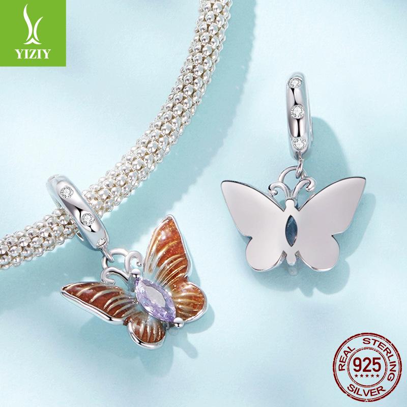 Mori Small Fresh S925 Sterling Silver Butterfly Pendant Charm Smart Insect Diy Beaded Accessories