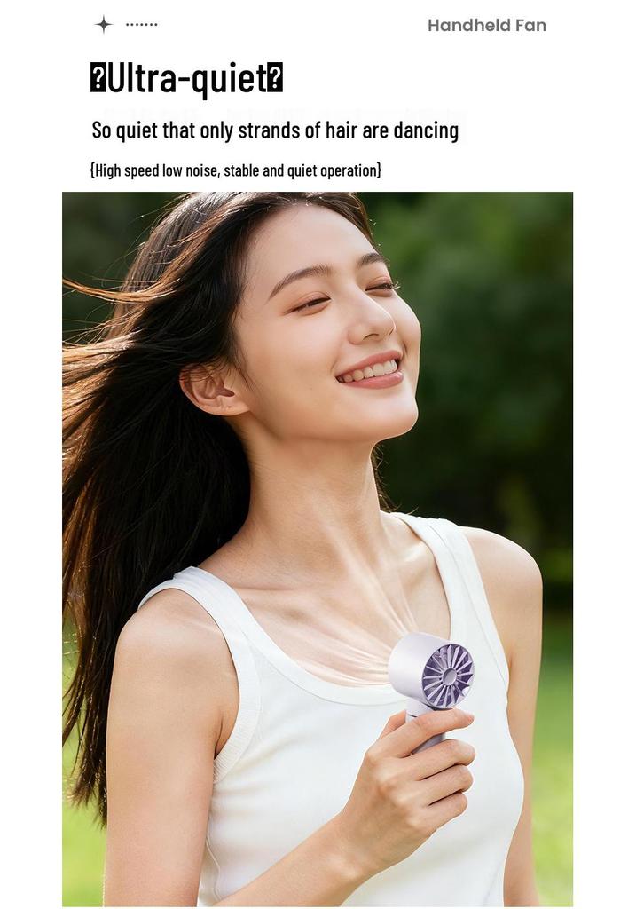 Portable Silent Handheld Fan with Digital Display and Long Battery Life for Outdoor Summer Cooling