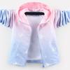 2025 Korean Style Gradient Windbreaker Jacket for Girls, Medium Size - Casual Outerwear In Stock