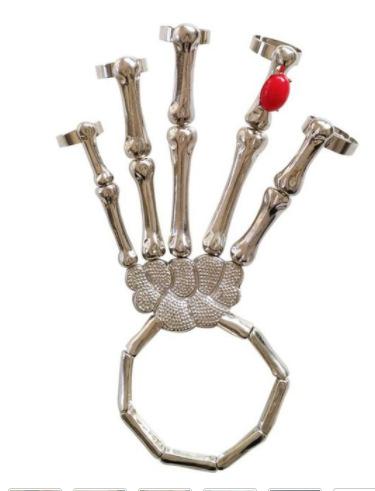 Popular Halloween Bracelet Punk Exaggerated Ghost Hands Skull Bracelet Metal Texture Finger Bracelet Women'S Bracelet