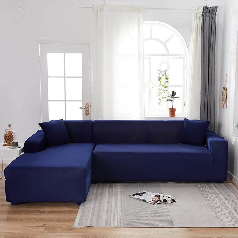 Solid Color Stretch Sofa Cover for Living Room Elastic Slipcovers  Couch Cover L Shape Armchair Cover Single/Two/Three/Four Seat