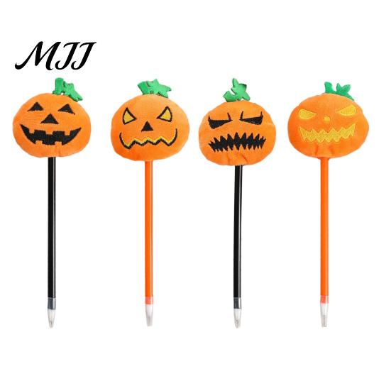 Push Ballpoint Pen Halloween Pumpkin Gel Ink Pen, 0.7mm Rollerball with Plush Pumpkin, Writing Pens Novelty Black for Party Favors, Gift Supplies