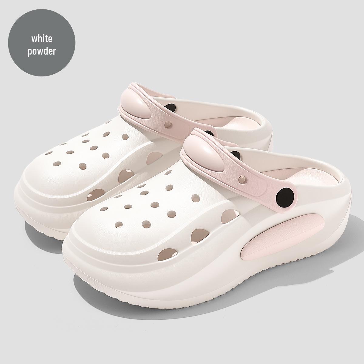 Dicke Sohle, Perforierte Sommerschuhe für Damen, Fußgewölbestütze, Rutschfeste Innenschuhe für Damen und Herren 34-35 [Inner Length 22.5cm] white