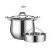 San Jiaolong 304 Edelstahl Trommelförmiger Kochtopf mit Dampfeinsatz (24cm)