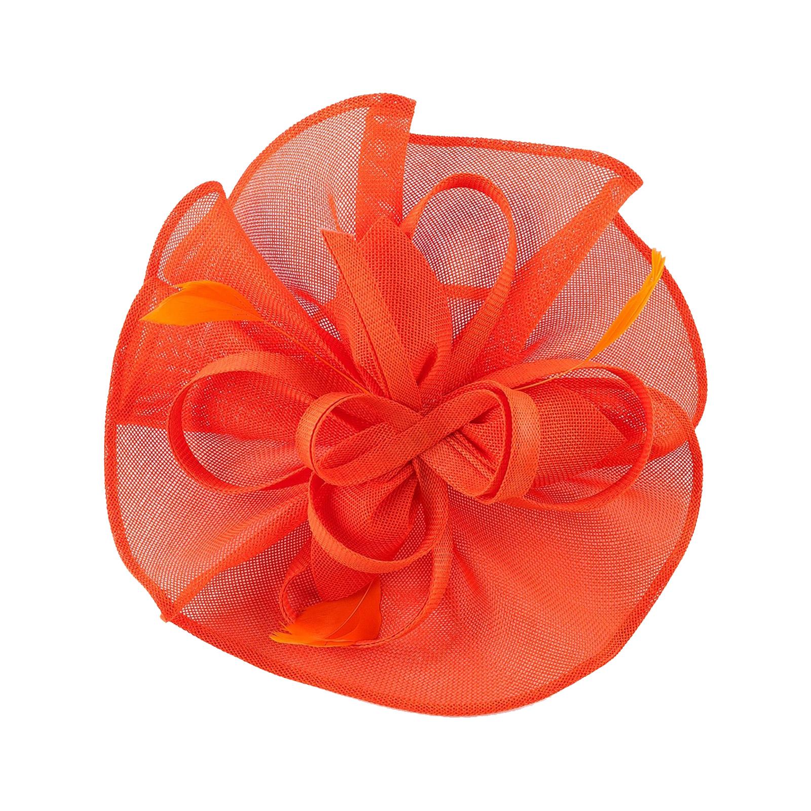

Women Church Mesh Flower Hat Fascinator Hat Hair Clip for Horseracing Roleplay Pillbox Hat Teaparty Wedding Bowler Hat оранжевый