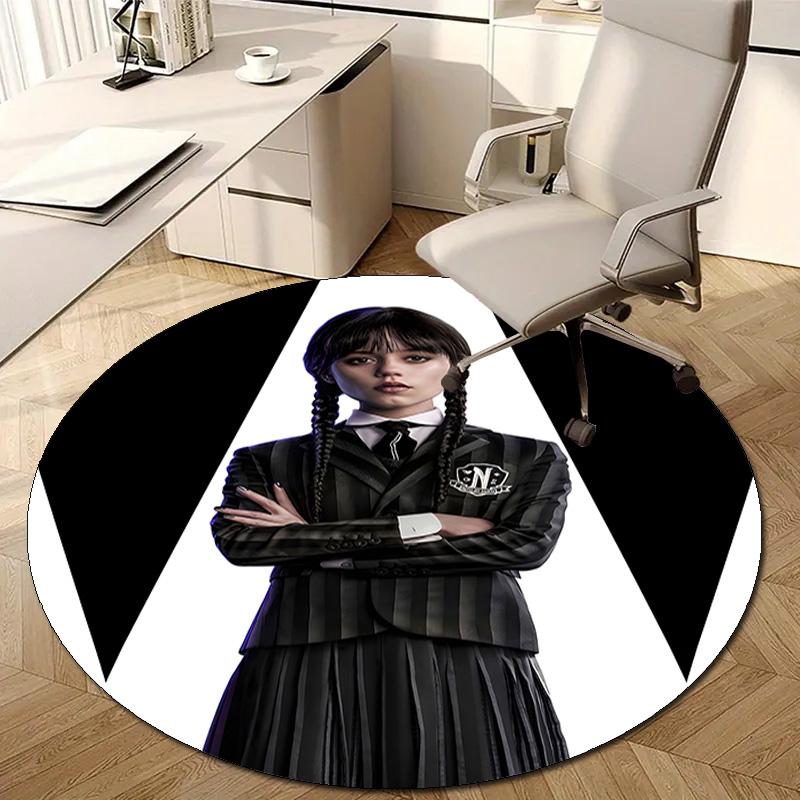 1pc Addams Family Wednesday2 Design Printed Area Round Carpet for Bedroom Living Room Home Decor Rugs Mat Non Slip Mat Rug for Bedside