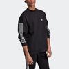 Adidas Originals Trefoil Lock Up Contrast Three-Stripe Fleece Crew Neck Sweatshirt Men Tops Black ED6121