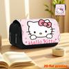 1pc Sweet Hello Kitty 2D Flat Printing Double-Layer Flip Black Pencil Case - Back-To-School Essential Pencil Box, Daily Multifunctional Makeup Bag, La