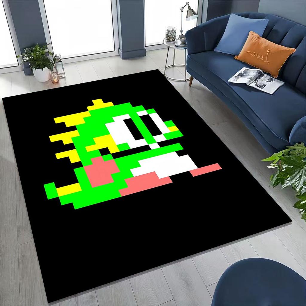 3D Retro Game Bubble Bobble Cartoon Gamer Rug for Bedroom Living Room Sofa Home Doormat Decor, Large Kid Play Non-slip Floor Mat