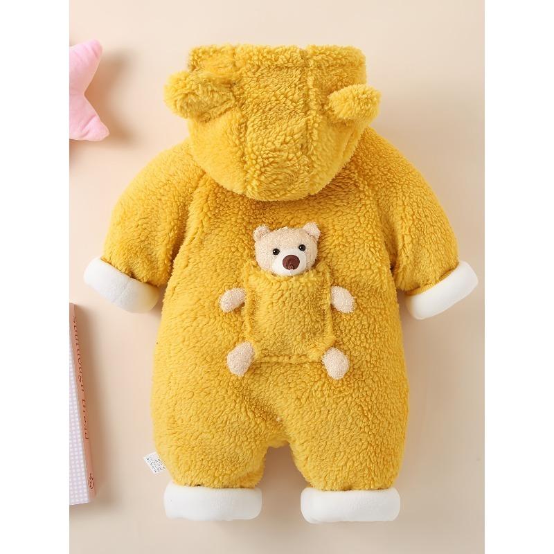 [Warmer Jumpsuit] Warmer Jumpsuit mit Kapuze, Baby Winterkleidung | Neugeborenes Baby Bär Dekor, Babykleidung für Jungen und Mädchen