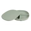 B.box Silicone Plate with Lid and Suction Base Sage Baby Weaning Snack Plate Microwave and Dishwasher Safe